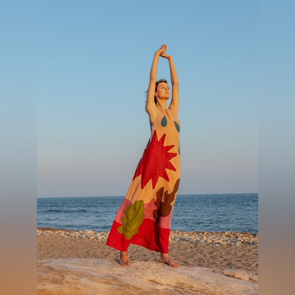 LINGUA FRANCA Patmos Patch Dress in Salmon Multi Size 2XL NWT - Picture 2 of 15